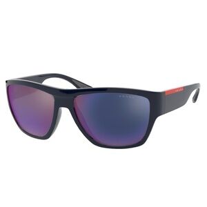 PRADA SPORT LINEA ROSSA DARK BLUE SHINY MIRRORED BLUE UNISEX SUNGLASSES SPS 08V